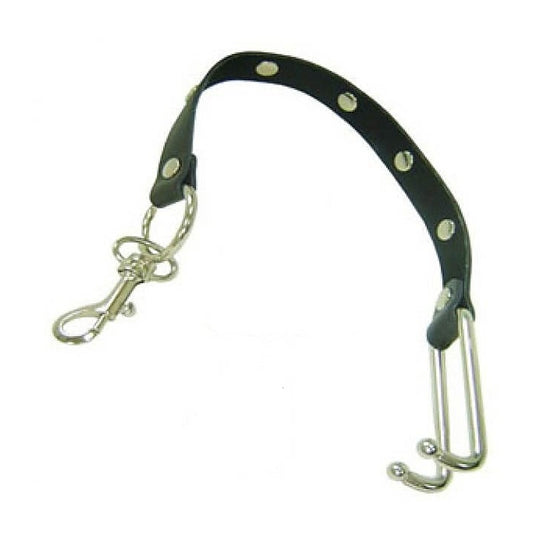 Metal Nose Hooks on Connectable Leather Lead by BDStyle - Cuffs and Restraints