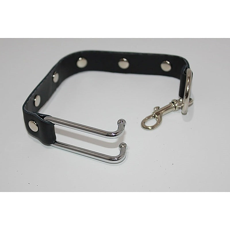 Metal Nose Hooks on Connectable Leather Lead by BDStyle - Cuffs and Restraints