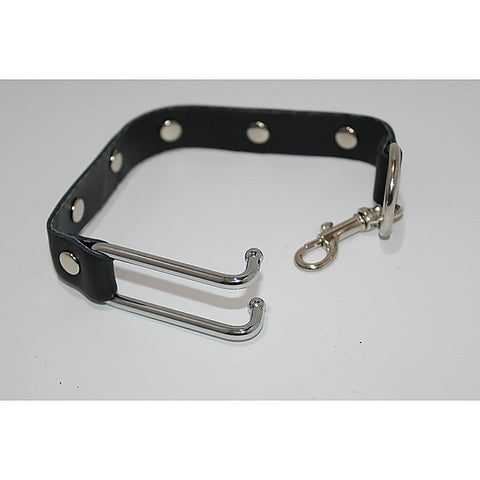 Metal Nose Hooks on Connectable Leather Lead by BDStyle - Cuffs and Restraints