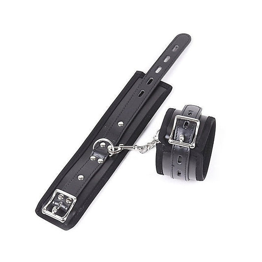 Buckler Faux Leather Cuffs With Chain by BDStyle - Cuffs and Restraints