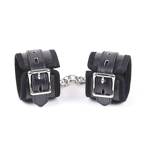 Buckler Faux Leather Cuffs With Chain by BDStyle - Cuffs and Restraints
