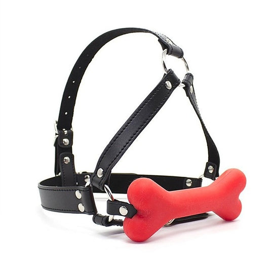 Canine Silicone Bone Gag with Head Harness by BDStyle - Bondage Gags and Bits