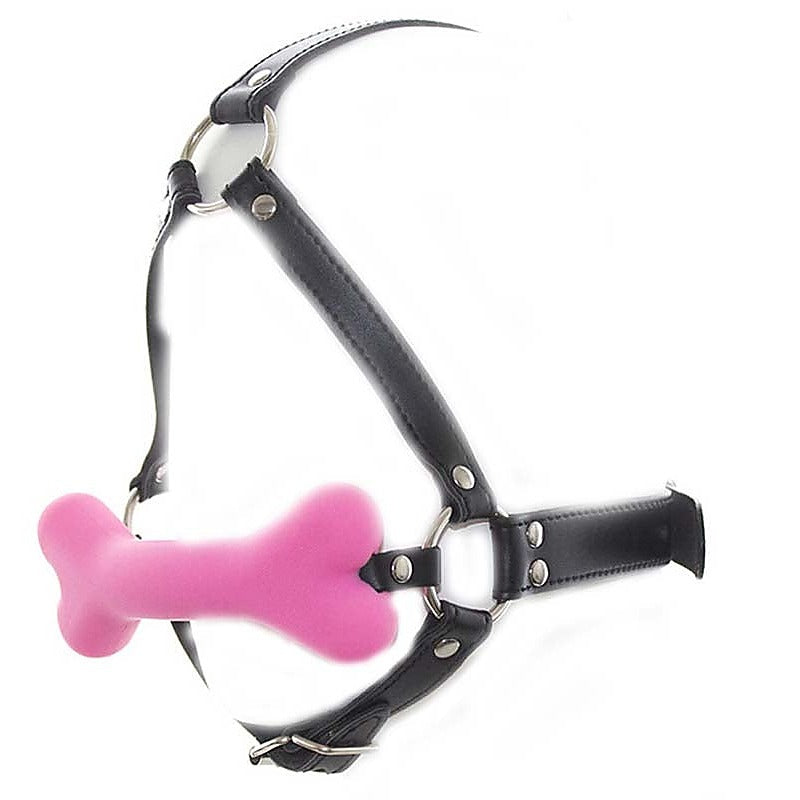 Canine Silicone Bone Gag with Head Harness by BDStyle - Bondage Gags and Bits