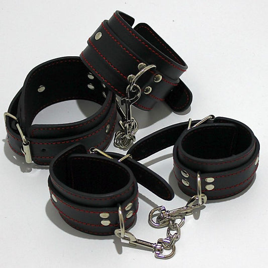 Faux Leather Bondage Wrist and Ankle Restraints by BDStyle - Cuffs and Restraints
