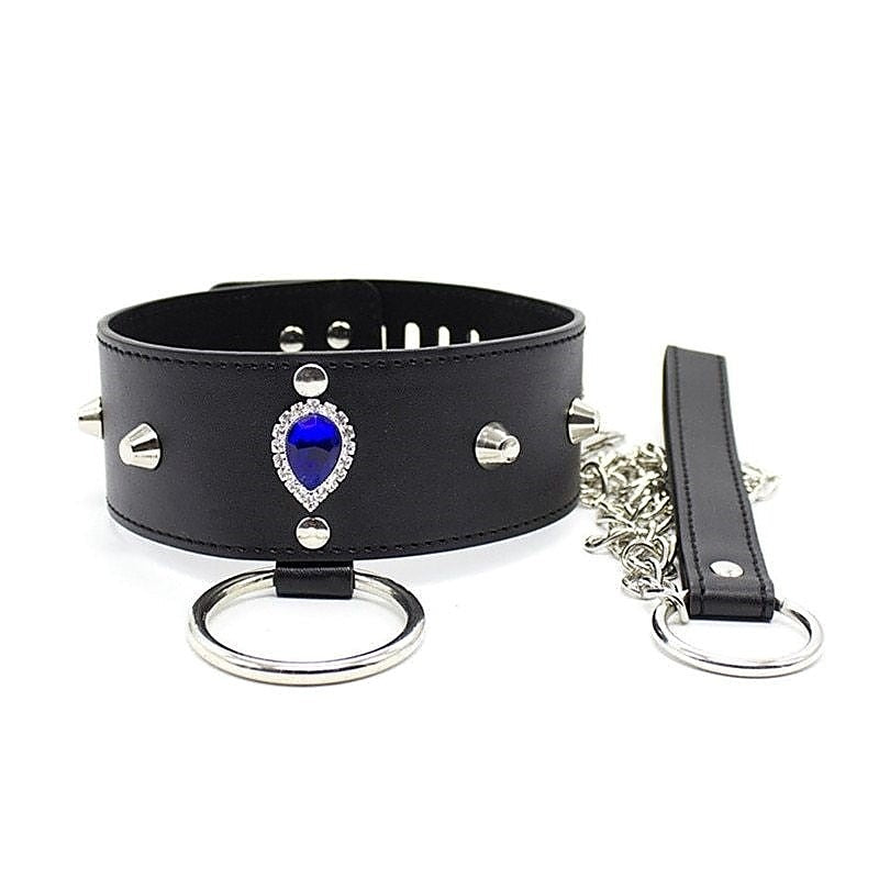 Blunt Spike Bondage Collar with Leash by BDStyle - Collars and Leads