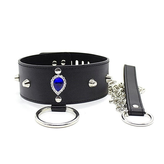 Blunt Spike Bondage Collar with Leash by BDStyle - Collars and Leads