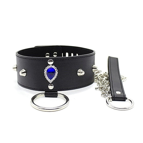Blunt Spike Bondage Collar with Leash by BDStyle - Collars and Leads