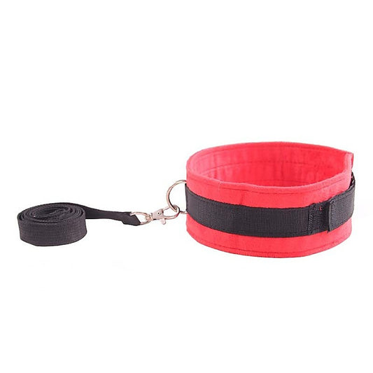 Red and Black Velcro Collar & Removable Lead by BDStyle - Collars and Leads