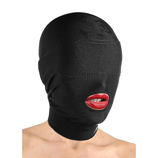 Spandex Open Mouth Hood With Padded Blindfold by BDStyle - Bondage Hoods