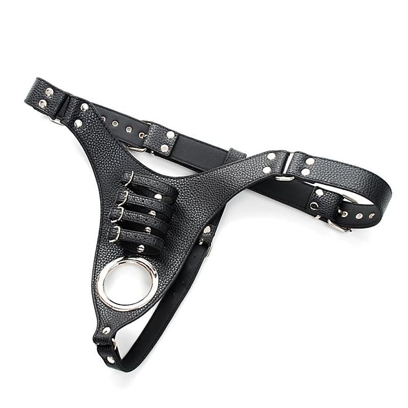 Strict Leather Harness with 4 Penile Straps by BDStyle - Male Chastity