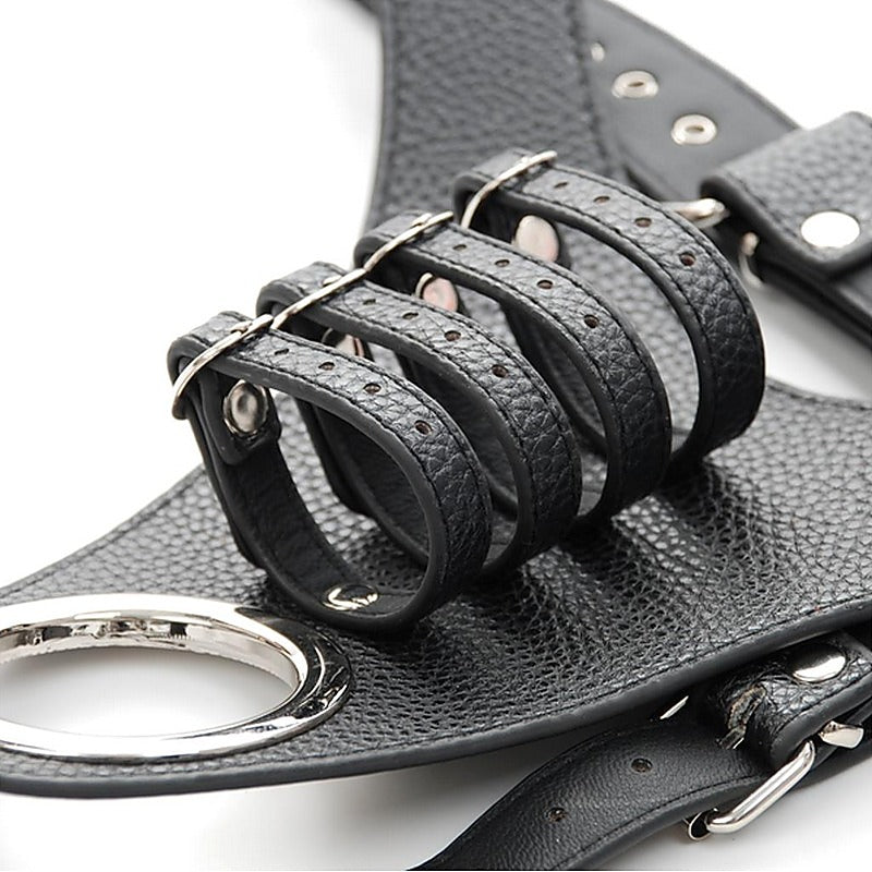 Strict Leather Harness with 4 Penile Straps by BDStyle - Male Chastity