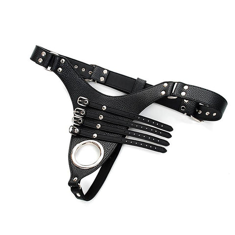 Strict Leather Harness with 4 Penile Straps by BDStyle - Male Chastity