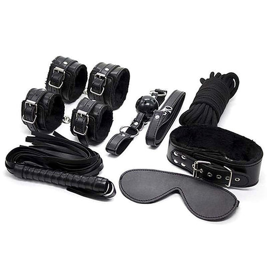 Plush SM Bondage Kit 7 Pcs Black by BDStyle - Bondage Kits