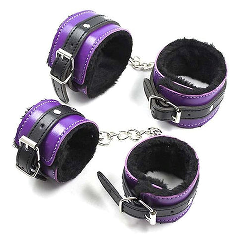 Purple and Black Fur Lined Bondage Kit by BDStyle - Bondage Kits