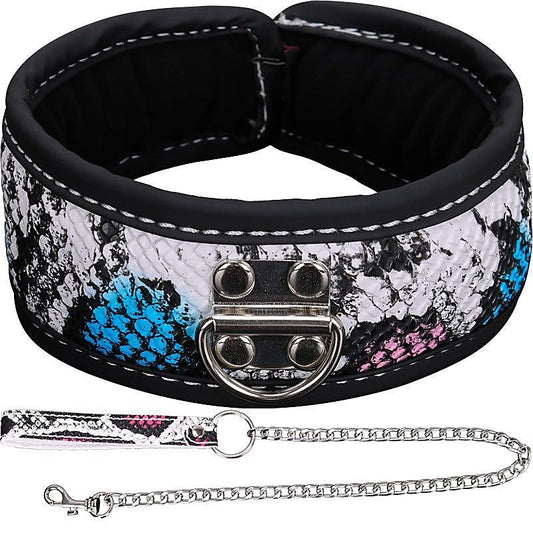 Colorful BDSM Collar With Lead by BDStyle - Steel Sex Toys
