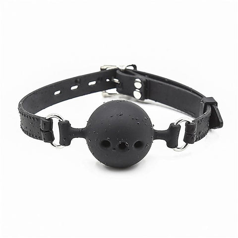 Full Silicone Breathable Ball Gag - Black - Bondage Gags and Bits