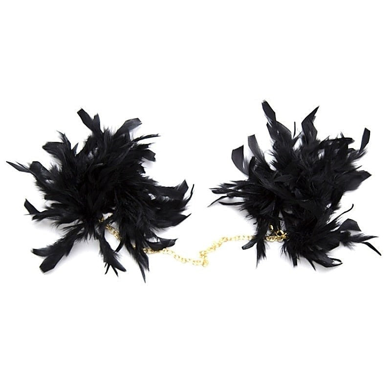 Feather Cuffs with Golden Chain by BDStyle - Cuffs and Restraints