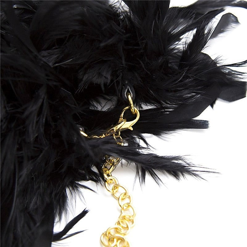 Feather Cuffs with Golden Chain by BDStyle - Cuffs and Restraints