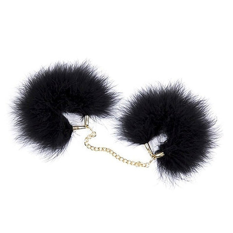 Premium Fur Cuffs with Golden Chain by BDStyle - Cuffs and Restraints