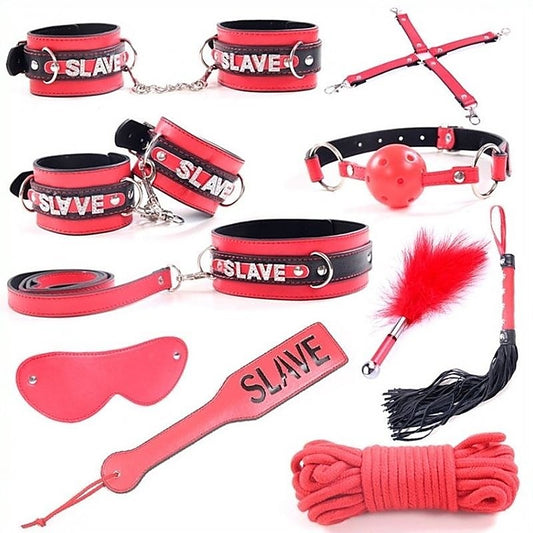 Slave 10 PCS Bondage Kit Leather by BDStyle - Bondage Kits