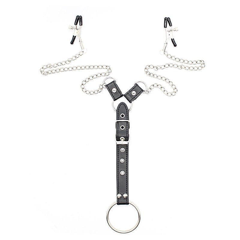 Penitentiary Nipple Clamps and Cock Ring Set by XR Brands - Nipple and Clit Clamps