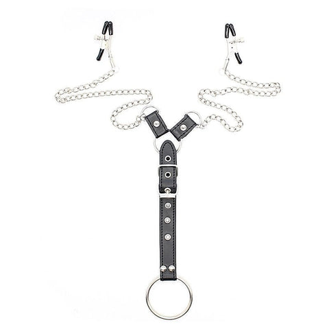 Penitentiary Nipple Clamps and Cock Ring Set by XR Brands - Nipple and Clit Clamps