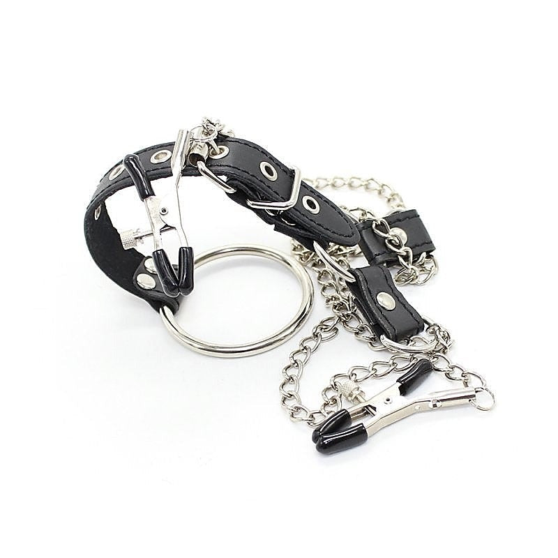 Penitentiary Nipple Clamps and Cock Ring Set by XR Brands - Nipple and Clit Clamps