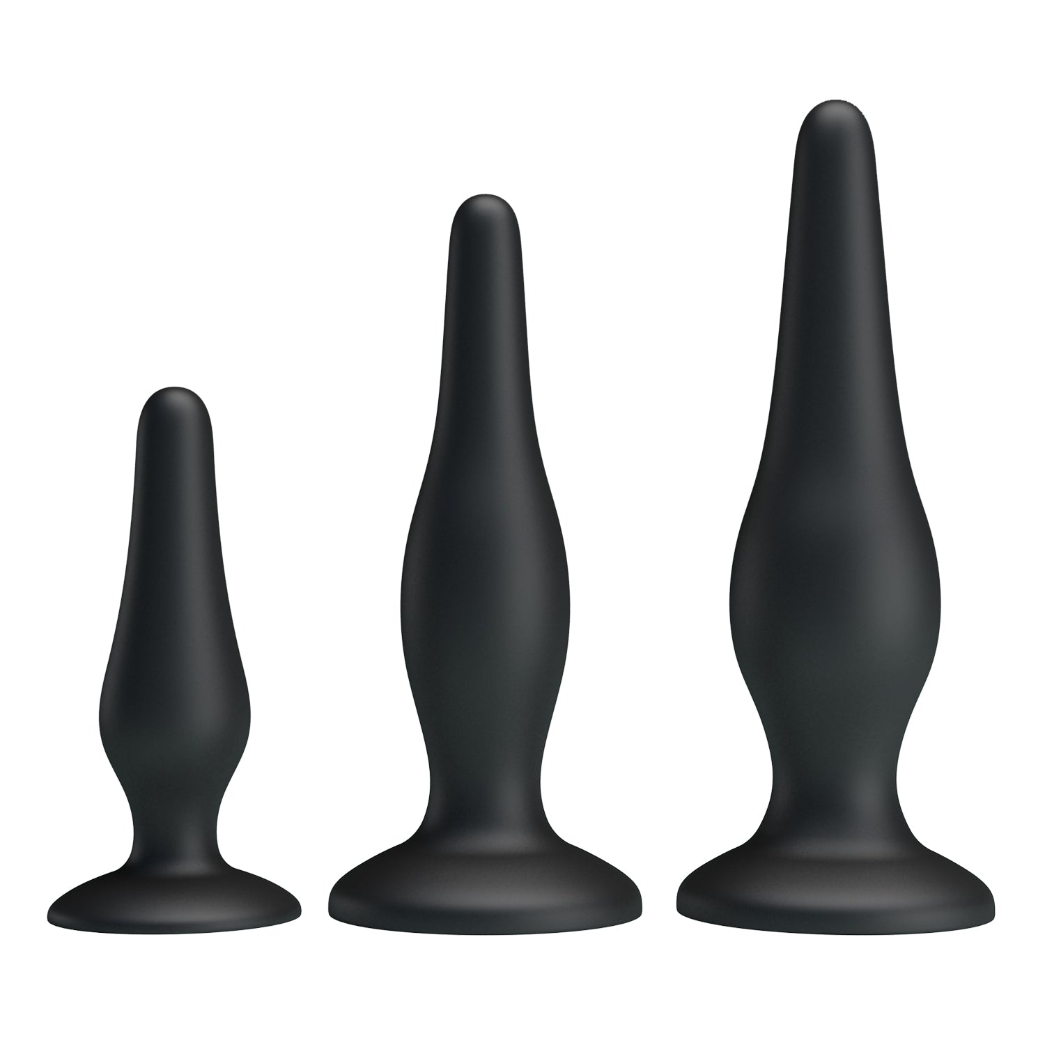 Pretty Love Beginners Mini Silicone Anal Plug Kit - Black - Butt Plugs
