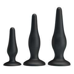 Pretty Love Beginners Mini Silicone Anal Plug Kit - Black - Butt Plugs