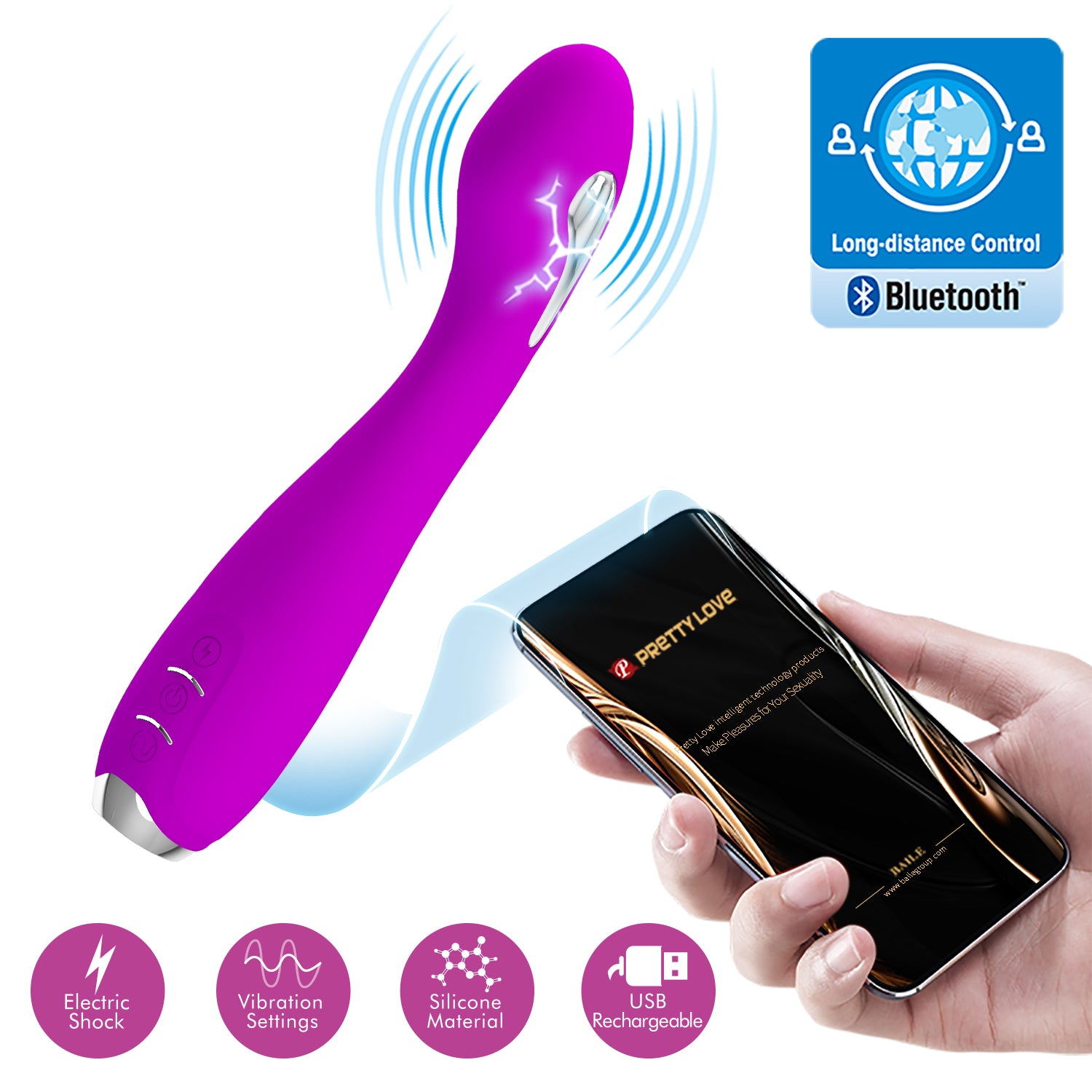 Baile Hector Mobile APP Control Electric Stimulation Vibe - G-Spot Vibrators