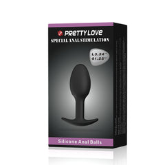 Pretty Love Silicone Anal Balls Butt Plug Black - - Butt Plugs