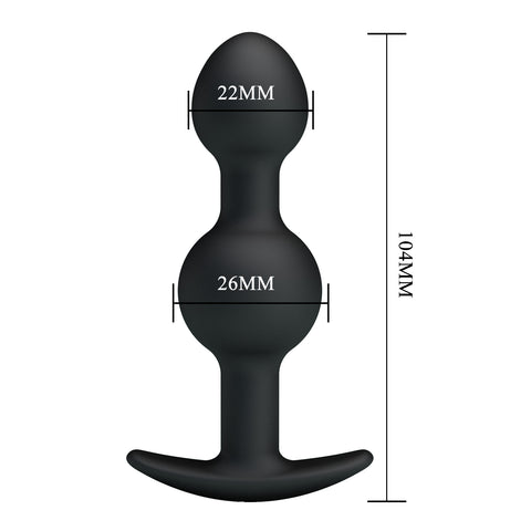 Baile Pretty Love Silicone Anal Balls Butt Plug Black Movement Activated - Butt Plugs