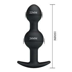 Pretty Love Silicone Anal Balls Butt Plug Black - - Butt Plugs