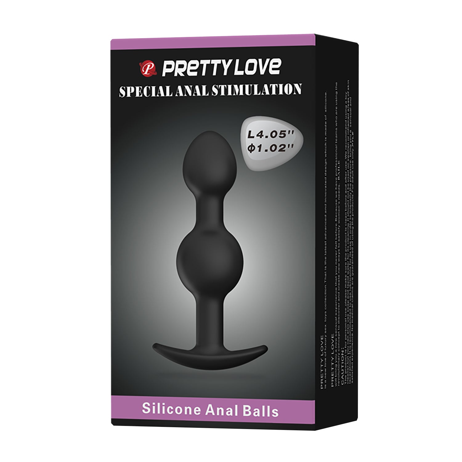 Pretty Love Silicone Anal Balls Butt Plug Black - - Butt Plugs