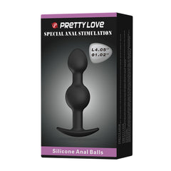 Pretty Love Silicone Anal Balls Butt Plug Black - - Butt Plugs