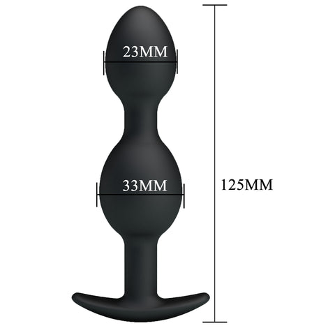 Baile Pretty Love Silicone Anal Balls Butt Plug Black Movement Activated - Butt Plugs
