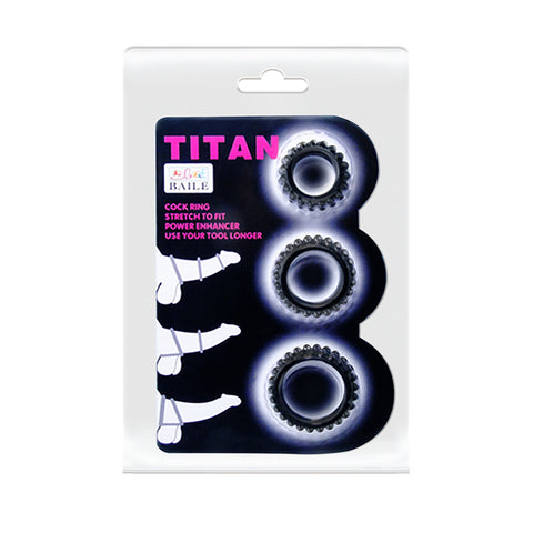 Baile Pretty Love TITAN TPUR 3 in One Silicone Cock Ring Set - Cock Ring Sets