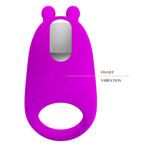 Baile Pretty Love Rechargeable Rabbit Vibrator Cockring Dual Stimulation - Vibrating Cock Rings