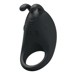 Pretty Love Rechargeable Rabbit Vibrator Cockring - Black - Vibrating Cock Rings