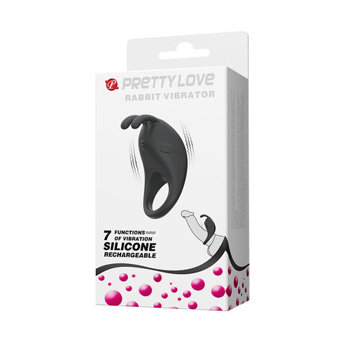Baile Pretty Love Rechargeable Rabbit Vibrator Cockring Dual Stimulation - Vibrating Cock Rings