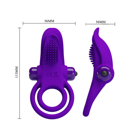 Baile Pretty Love 10 Functions Mens Vibrant Penis Ring with Rabbit Stimulator - Vibrating Cock Rings