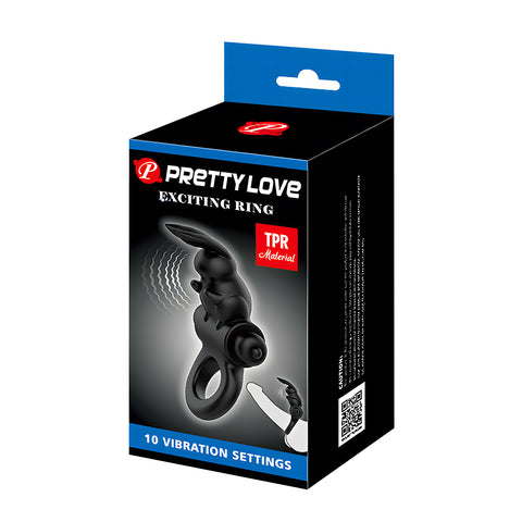 Baile Pretty Love Exciting Vibrating Cock Ring With Rabbit Ears - Vibrating Cock Rings