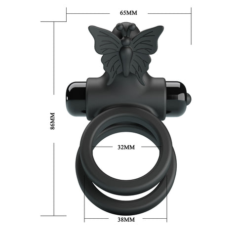 Baile Pretty Love Vibrating Passionate Silicone Cock Ring IX Double Ring - Vibrating Cock Rings