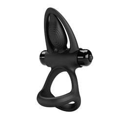 Pretty Love 10 Functions Stretchy & Vibrating Cock Ring - Black - Vibrating Cock Rings