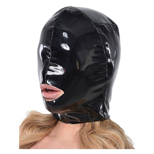 Fetish Fantasy Wet Look Open-Mouth Bondage Hood - Bondage Hoods