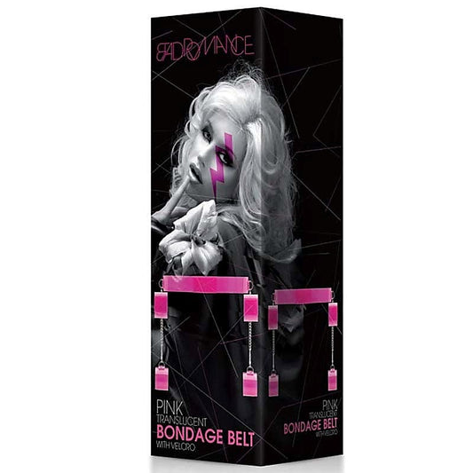 Bad Romance Pink Translucent Bondage Belt by Shots Toys - Cuffs and Restraints