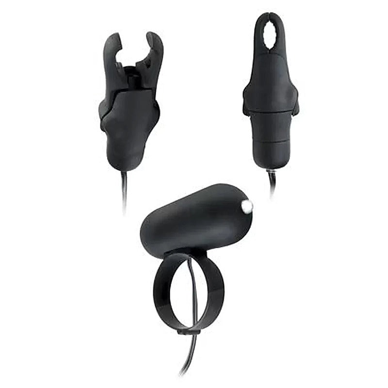 Fetish Fantasy Vibrating Cock Ring & Nipple Clamps - Nipple and Clit Clamps