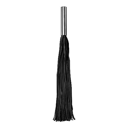 Leather Whip Metal Long Black by Shots Toys - Whips And Crops