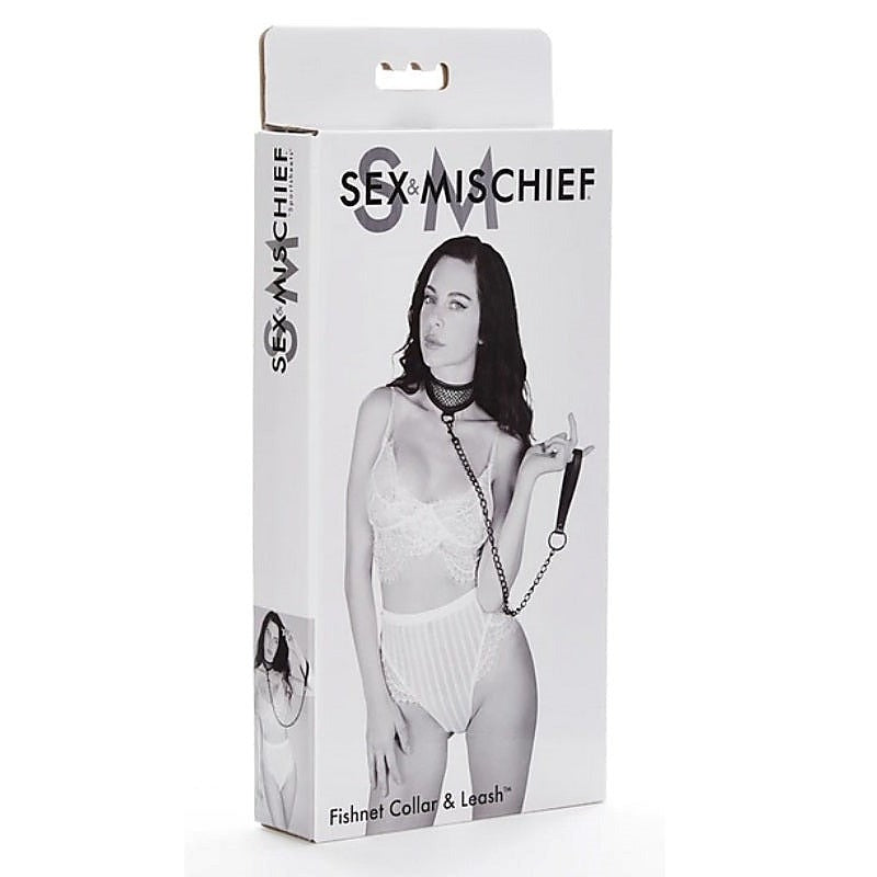 Fetish-Inspired Fishnet Collar and Leash Set by Sportsheets - Collars and Leads