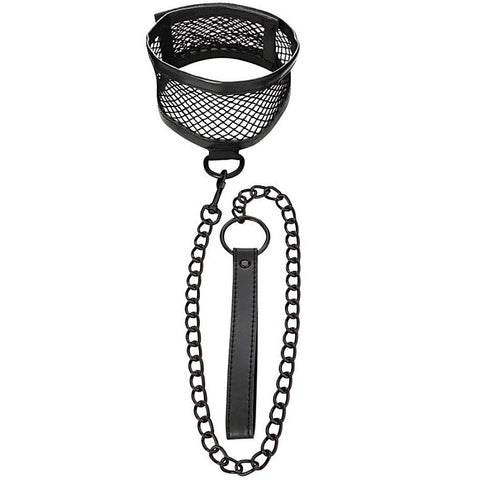 Fetish-Inspired Fishnet Collar and Leash Set by Sportsheets - Collars and Leads
